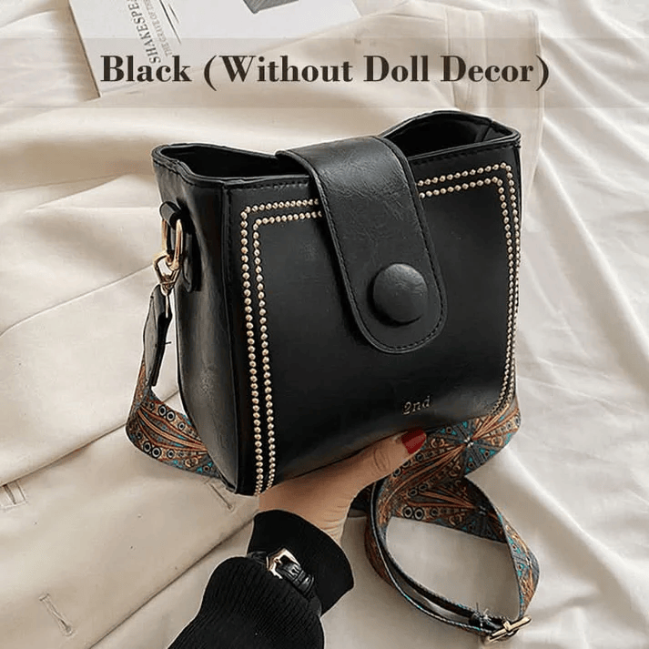 Vintage Crossbody Leather Bag 'Helena'™ | Stilig skulderveske med justerbar, bredere skulderrem