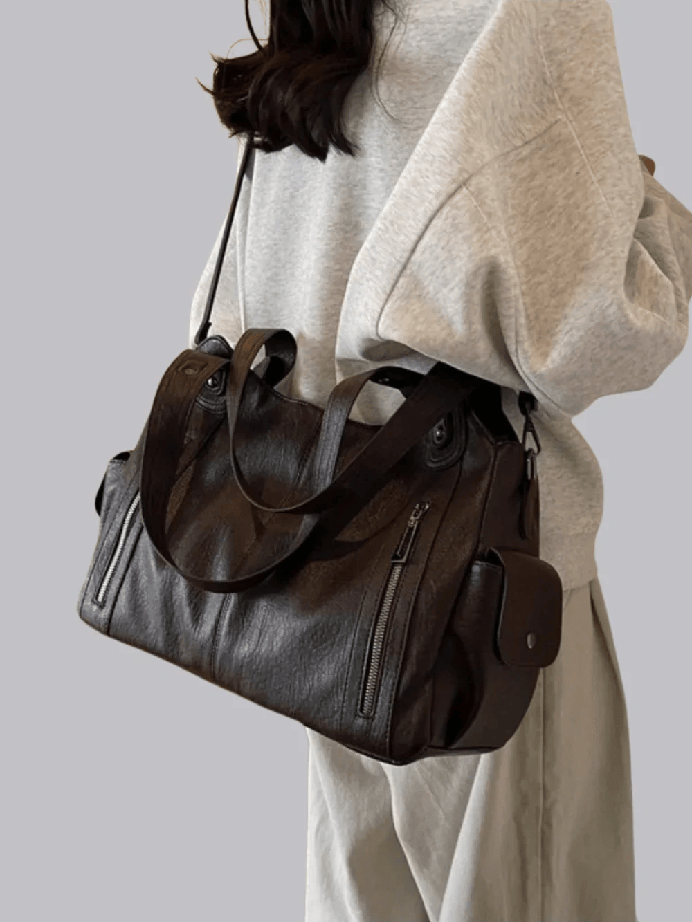 Chic Leather Bag 'Madison'™ | Stilig skulderremveske