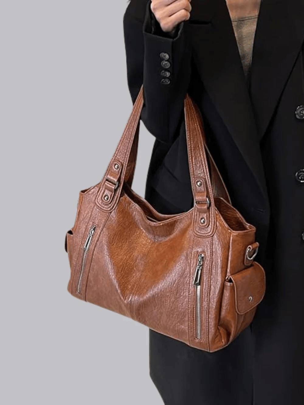 Chic Leather Bag 'Madison'™ | Stilig skulderremveske