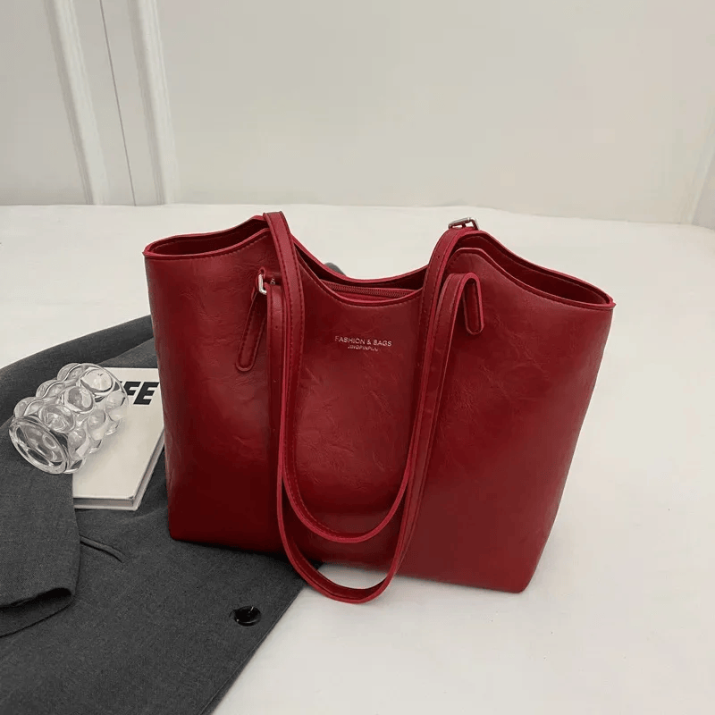 Eco Chic Leather Bag 'Georgia'™ | Elegant veske med stor kapasitet